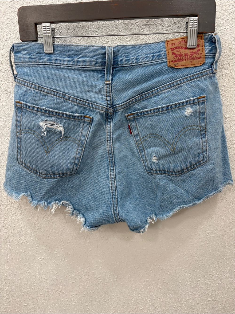 Levi's Light Wash Distressed Denim Cutoff Shorts